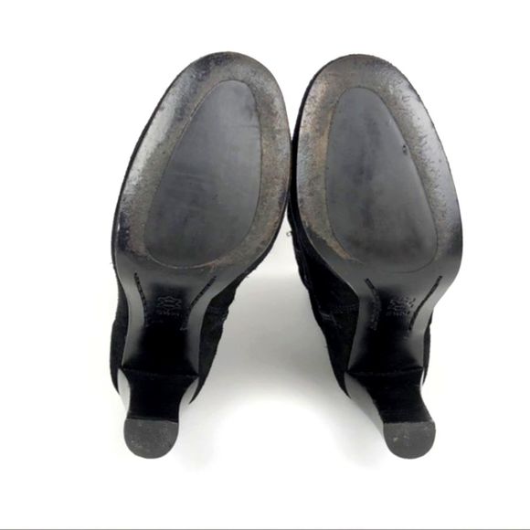 Michael Kors Womens Suede Boots 5.5 Black Zip Knee High Heeled Slouchy Leather - Picture 8 of 8